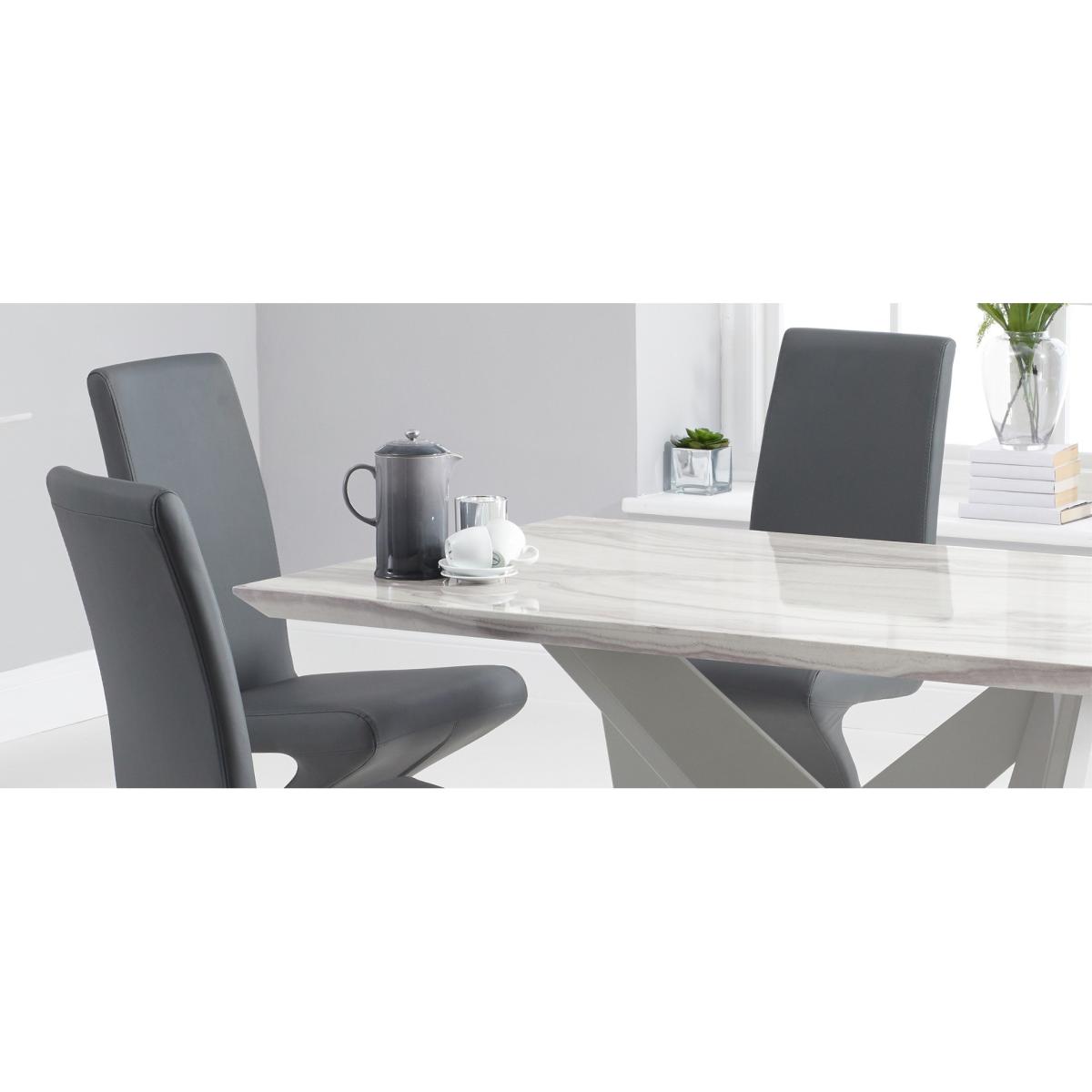 Reims 150cm Marble Effect Carrera Light Grey Dining Table With 4 Grey Hampstead Dining Chairs – image 10
