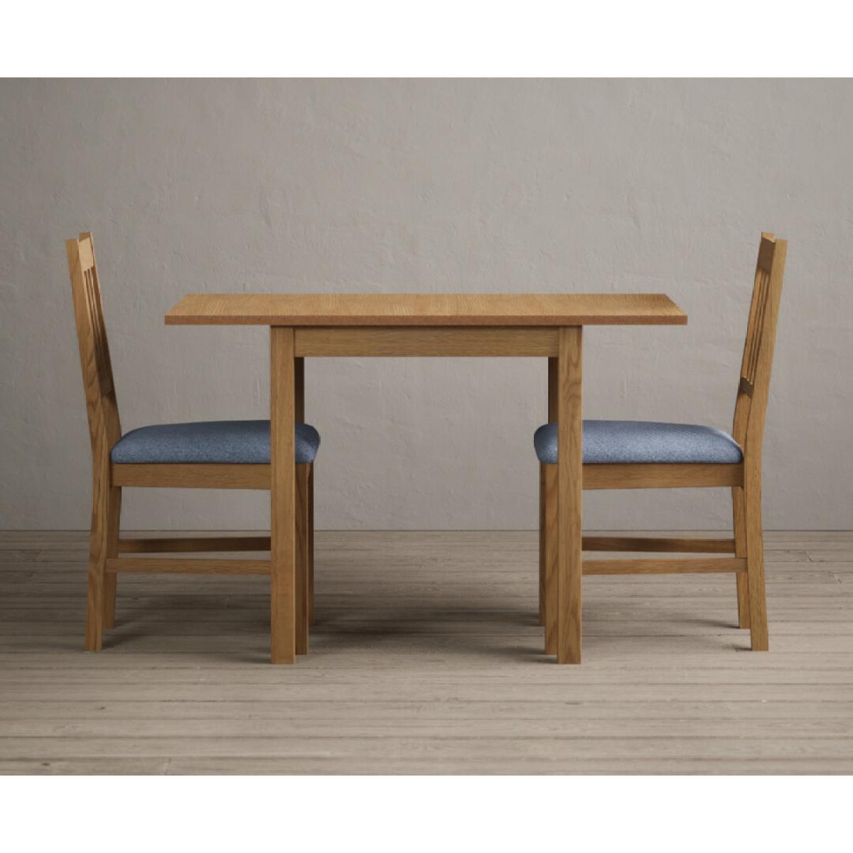 Extending York 70cm Solid Oak Dining Table With 2 Linen York Chairs – image 3