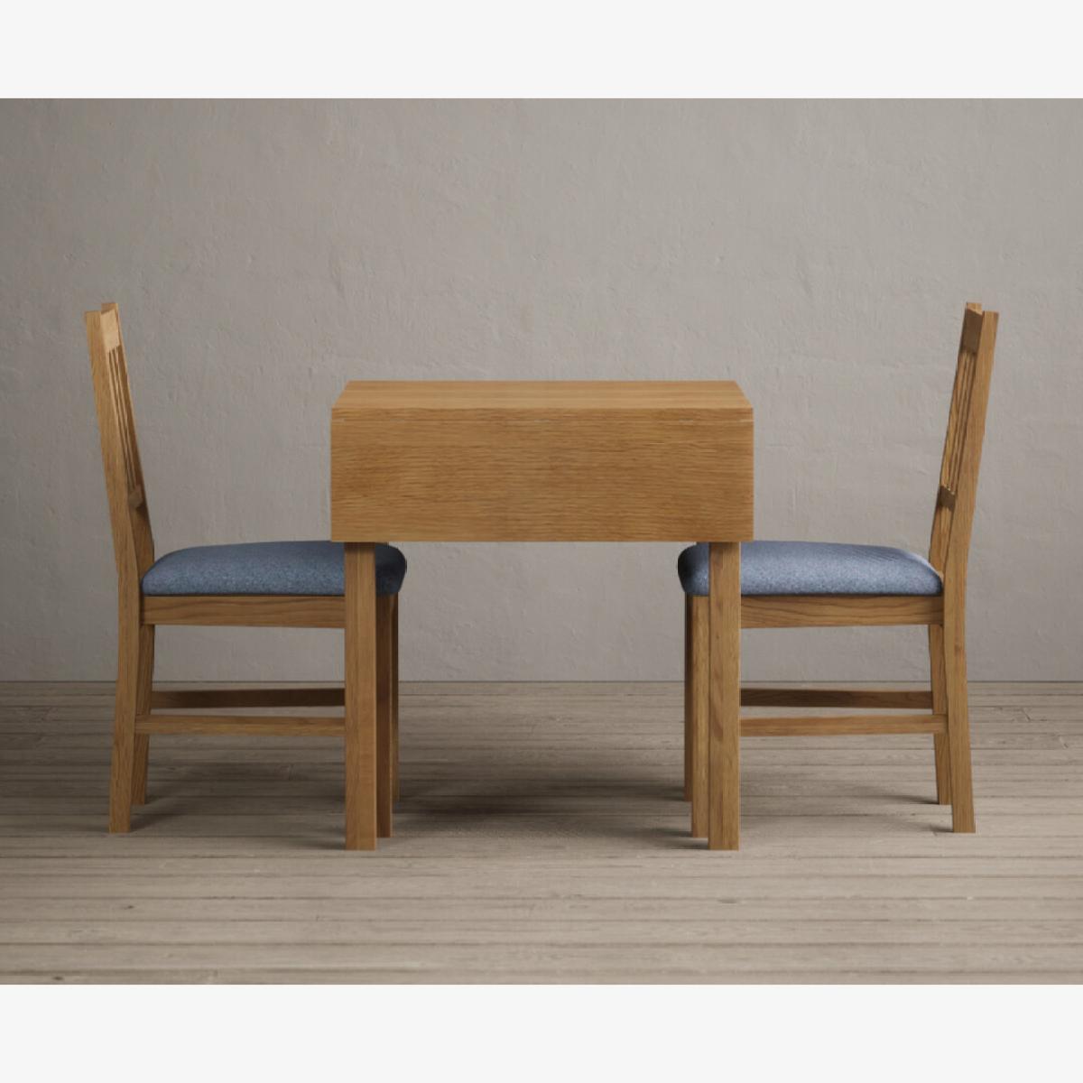 Extending York 70cm Solid Oak Dining Table With 2 Linen York Chairs – image 1