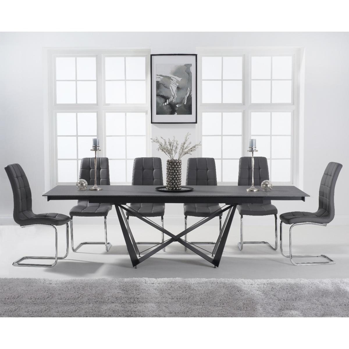 Blenheim 180cm Extending Grey Stone Table with Lorin Chairs - Grey, 6 Chairs – image 1