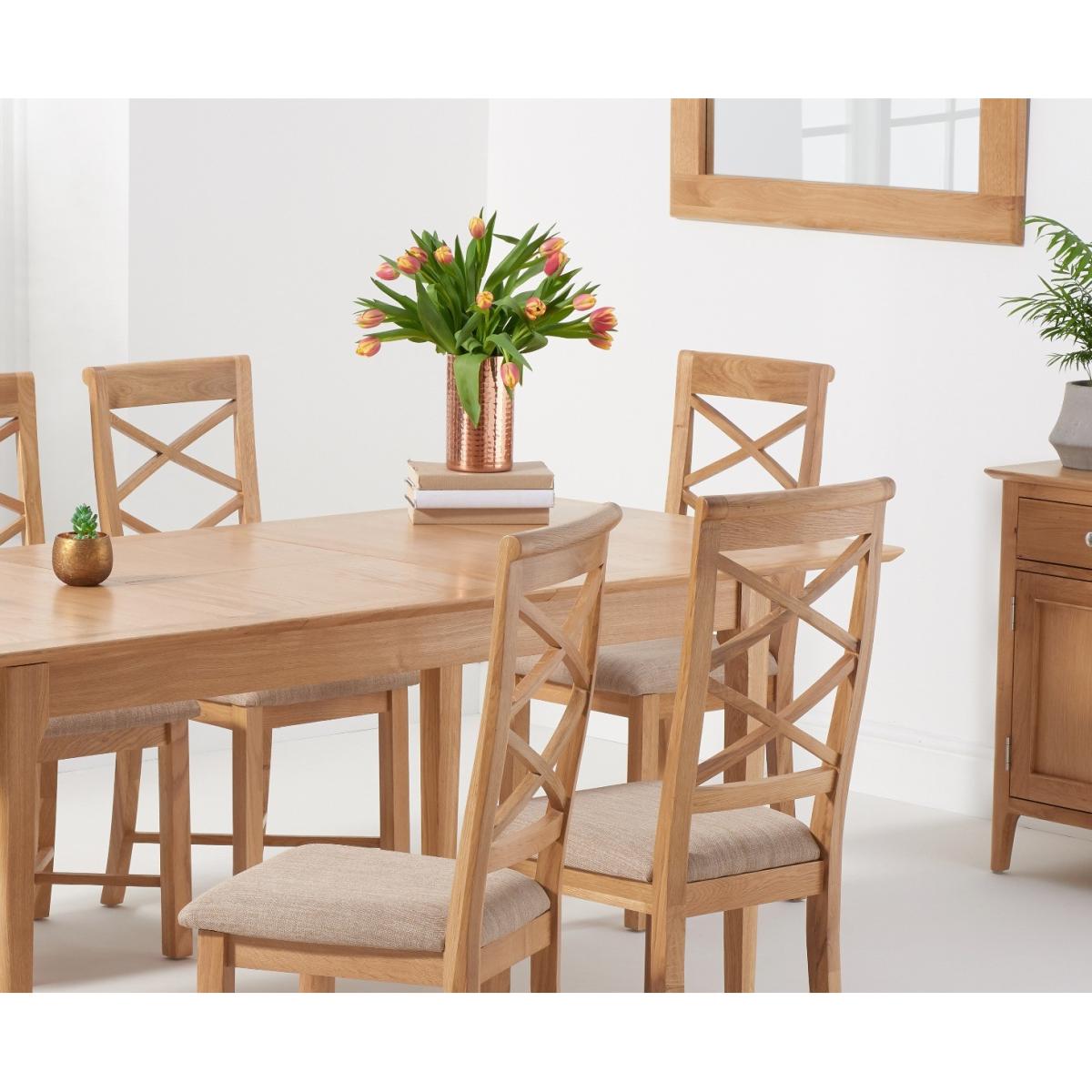 Sadie Oak 160cm Butterfly Extending Table with Cross Back Chairs - Oak, 4 Chairs – image 2