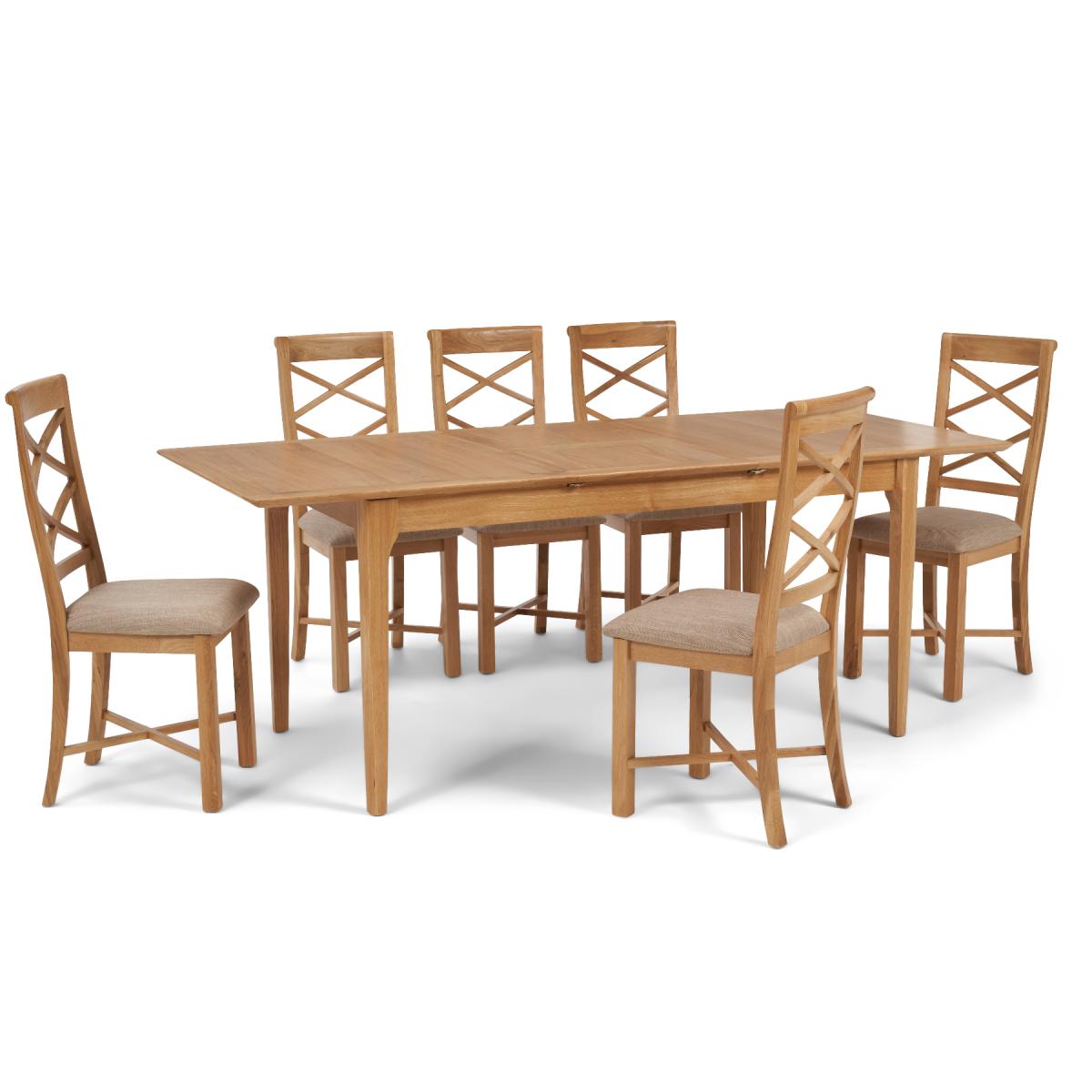 Sadie Oak 160cm Butterfly Extending Table with Cross Back Chairs - Oak, 4 Chairs – image 7