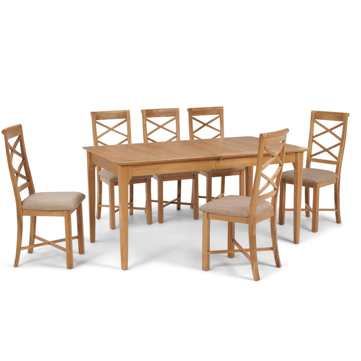 Sadie Oak 160cm Butterfly Extending Table with Cross Back Chairs - Oak, 4 Chairs – image 8
