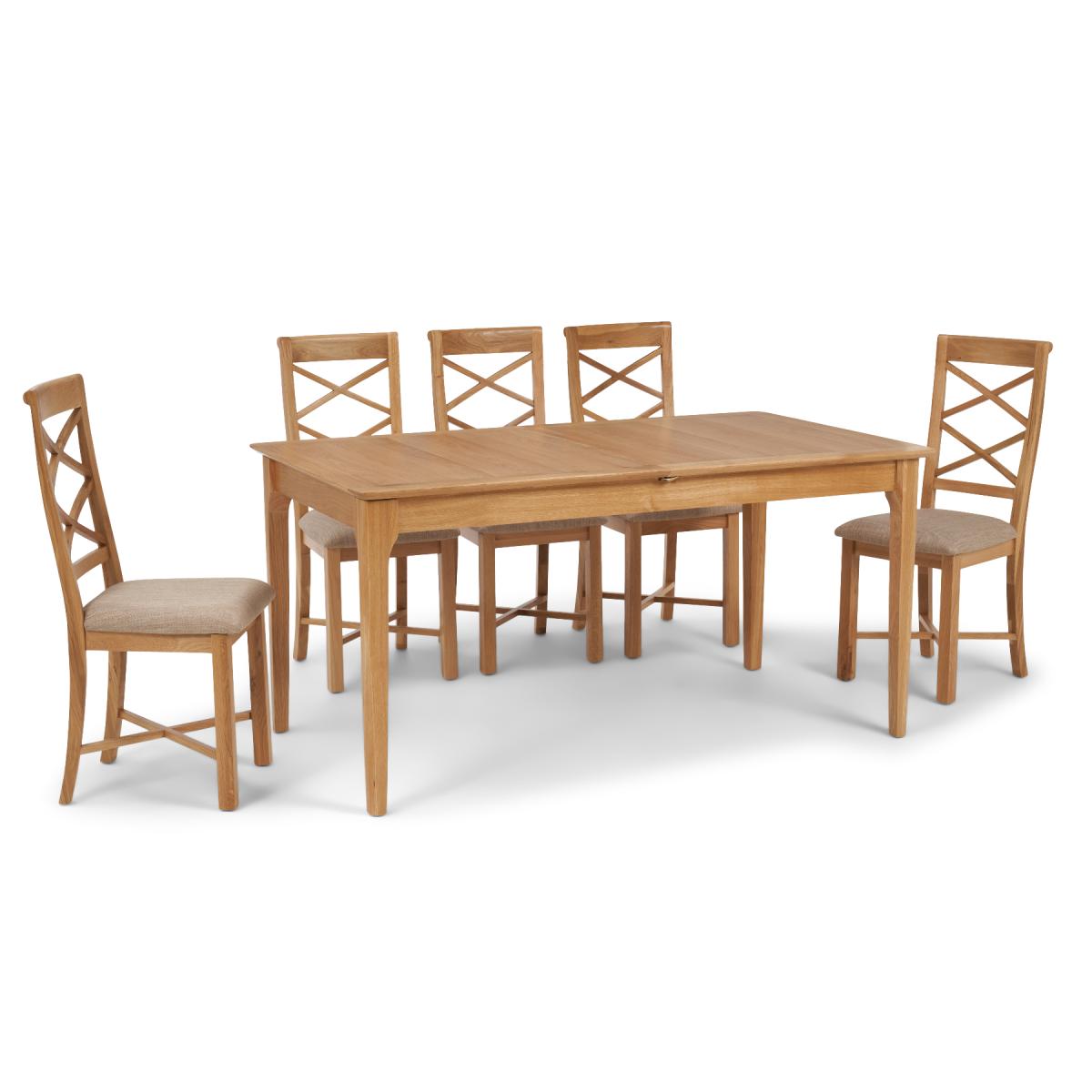Sadie Oak 160cm Butterfly Extending Table with Cross Back Chairs - Oak, 4 Chairs – image 9