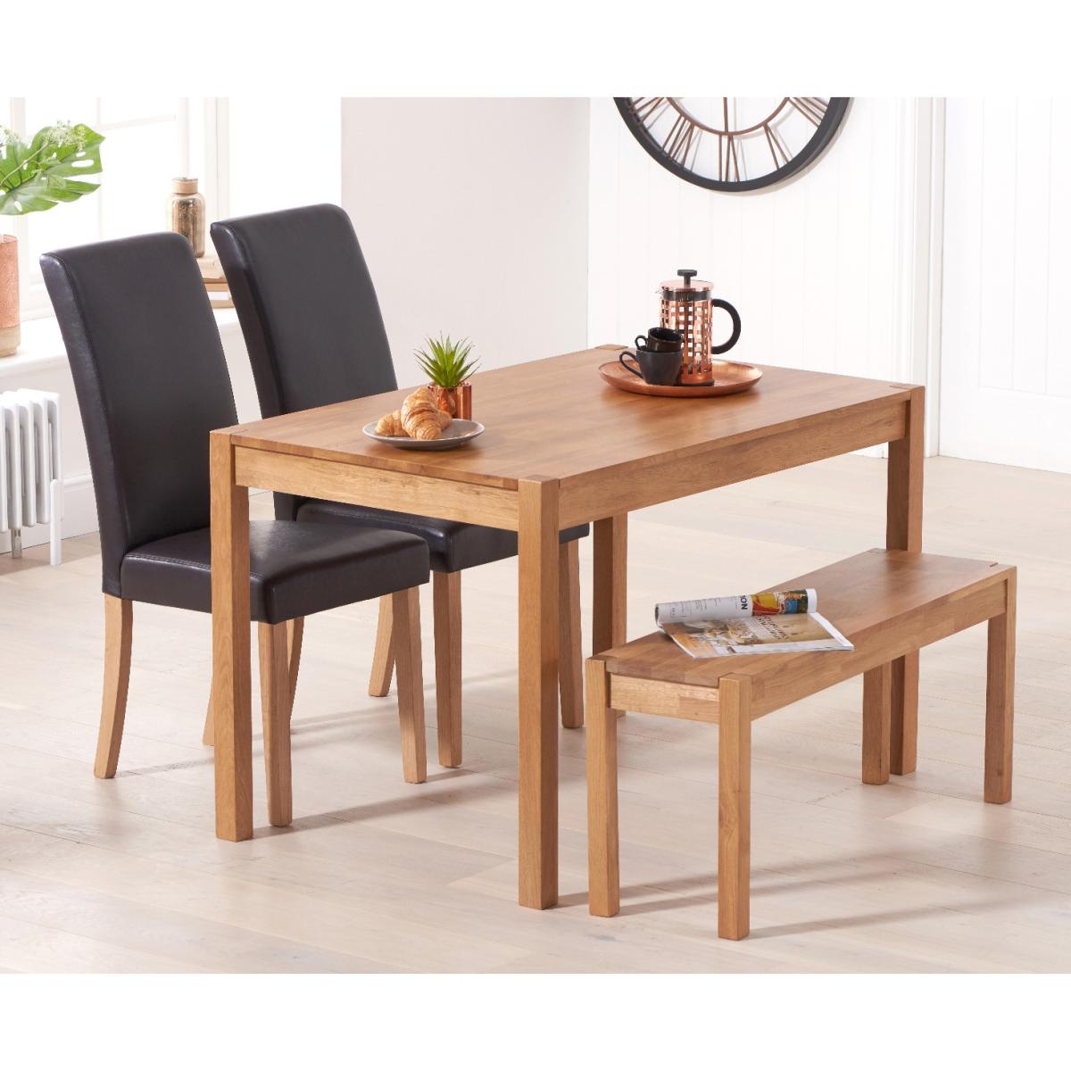York 120cm Solid Oak Dining Table With 2 Cream Olivia Chairs And 1 York Benches – image 2