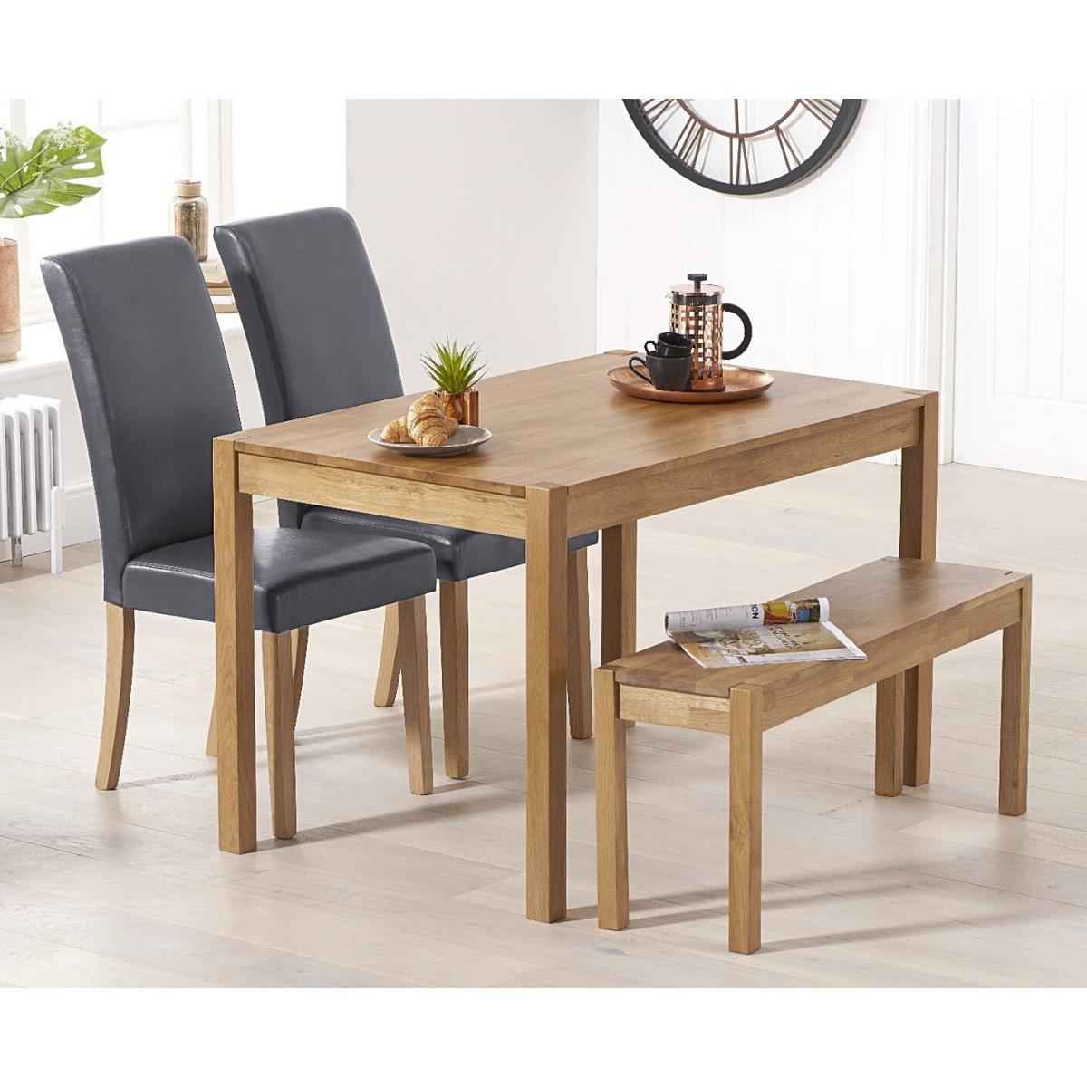 York 120cm Solid Oak Dining Table With 2 Cream Olivia Chairs And 1 York Benches – image 3