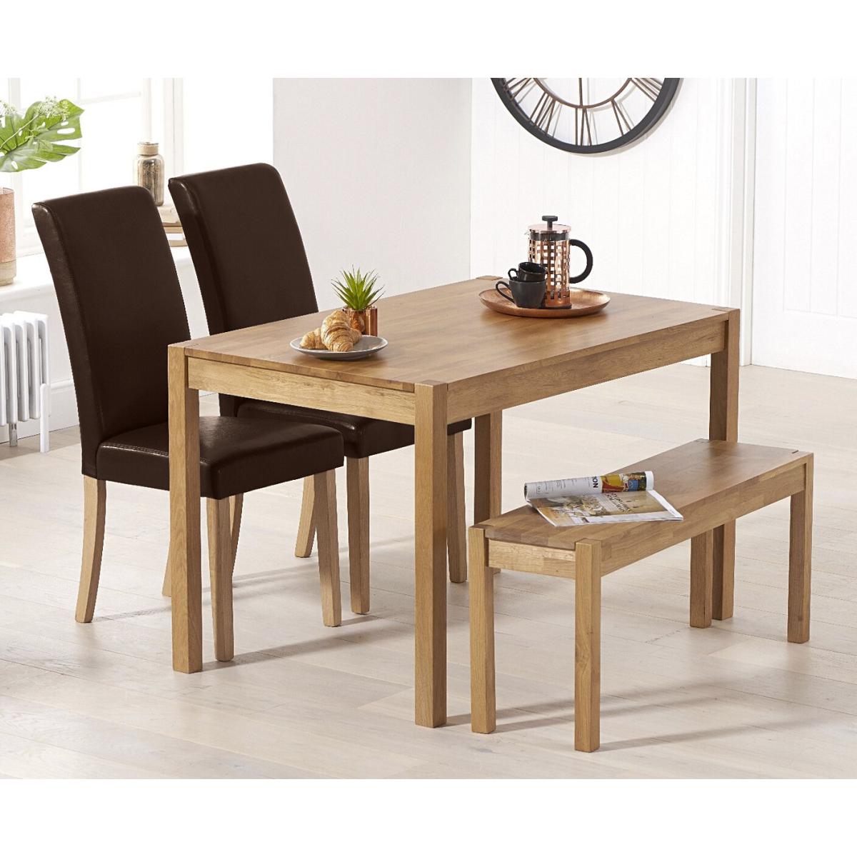 York 120cm Solid Oak Dining Table With 2 Cream Olivia Chairs And 1 York Benches – image 4