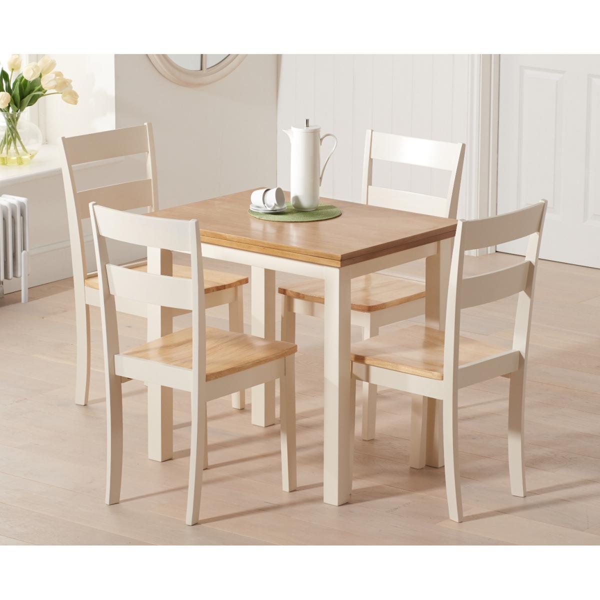 Hastings Extending Cream And Oak Table With Chiltern Chairs - Cream, 2 Chairs – image 2
