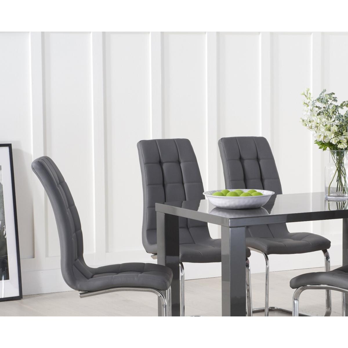 Atlanta 120cm Dark Grey High Gloss Dining Table With 4 Grey Vigo Chairs – image 2