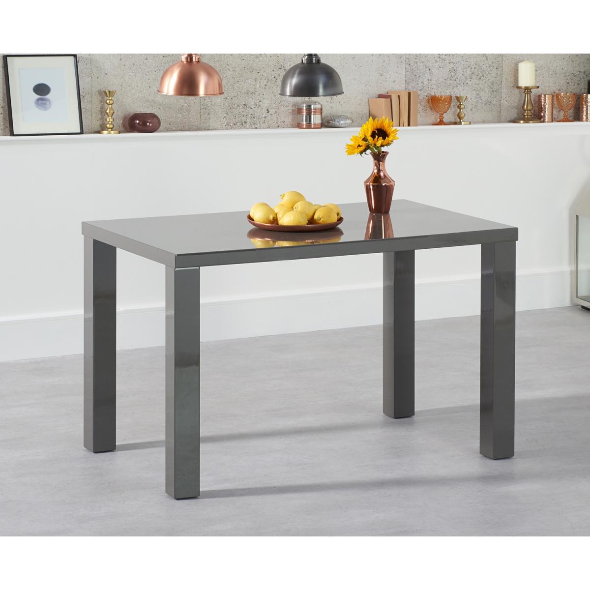 Atlanta 120cm Dark Grey High Gloss Dining Table With 4 Grey Vigo Chairs – image 12