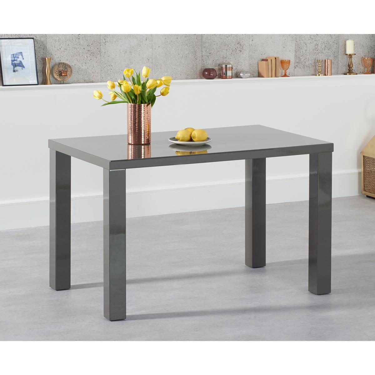 Atlanta 120cm Dark Grey High Gloss Dining Table With 4 Grey Vigo Chairs – image 13