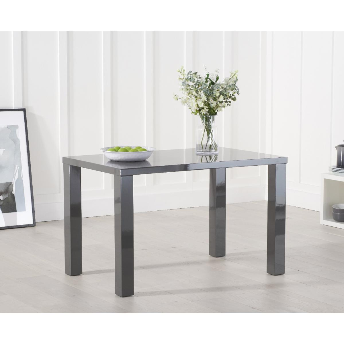 Atlanta 120cm Dark Grey High Gloss Dining Table With 4 Grey Vigo Chairs – image 3