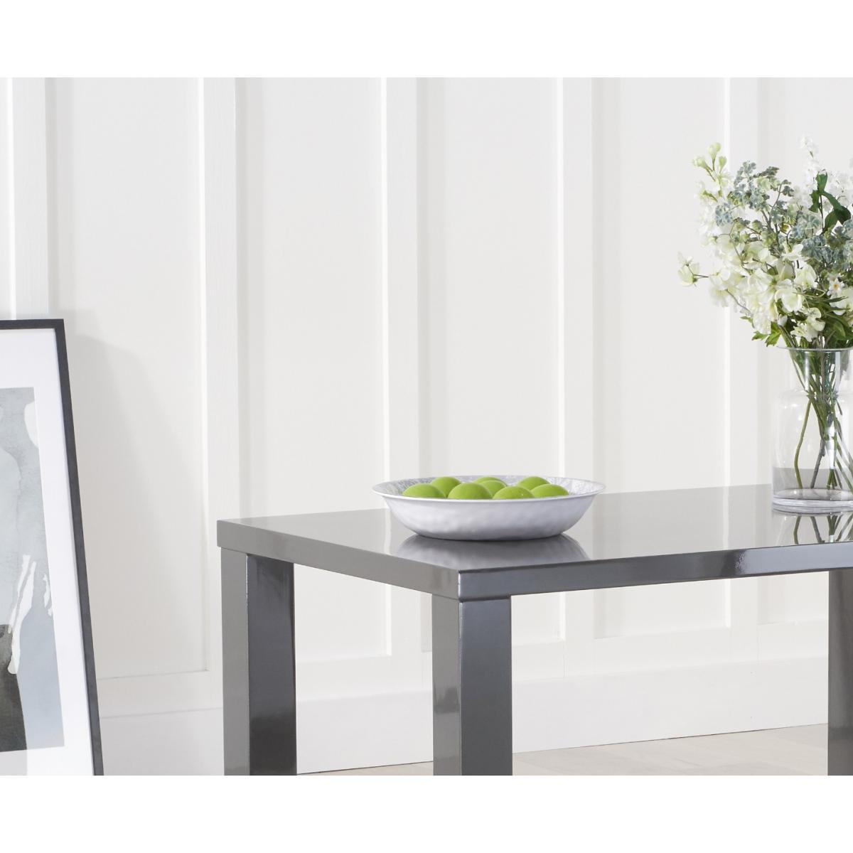 Atlanta 120cm Dark Grey High Gloss Dining Table With 4 Grey Vigo Chairs – image 5