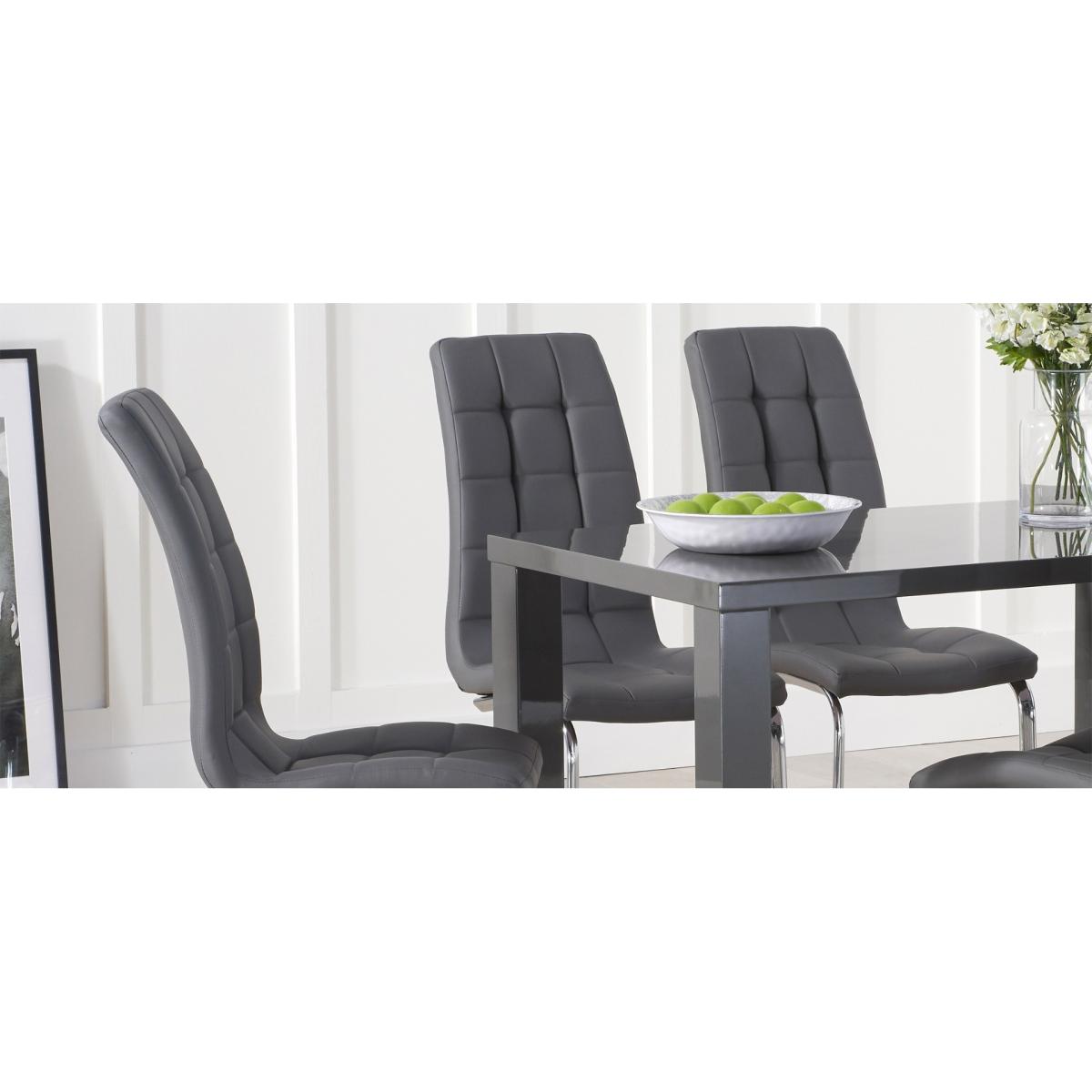 Atlanta 120cm Dark Grey High Gloss Dining Table With 4 Grey Vigo Chairs – image 9