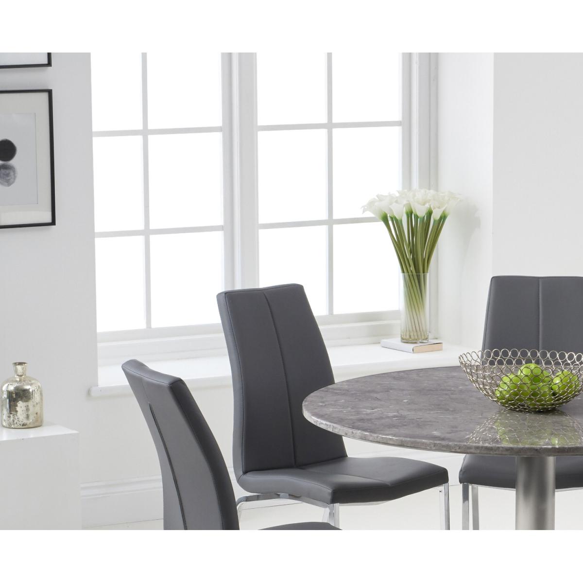 Bali 120cm Round Grey Marble Dining Table With Cavello Dining Chairs - Grey, 2 Chairs – image 2