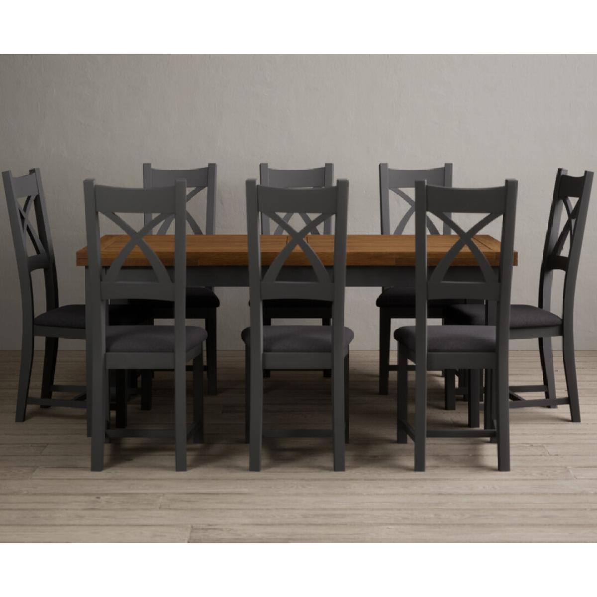 Extending Buxton 180cm Oak and Charcoal Grey Painted Dining Table with 8 Brown Painted Chairs – image 34