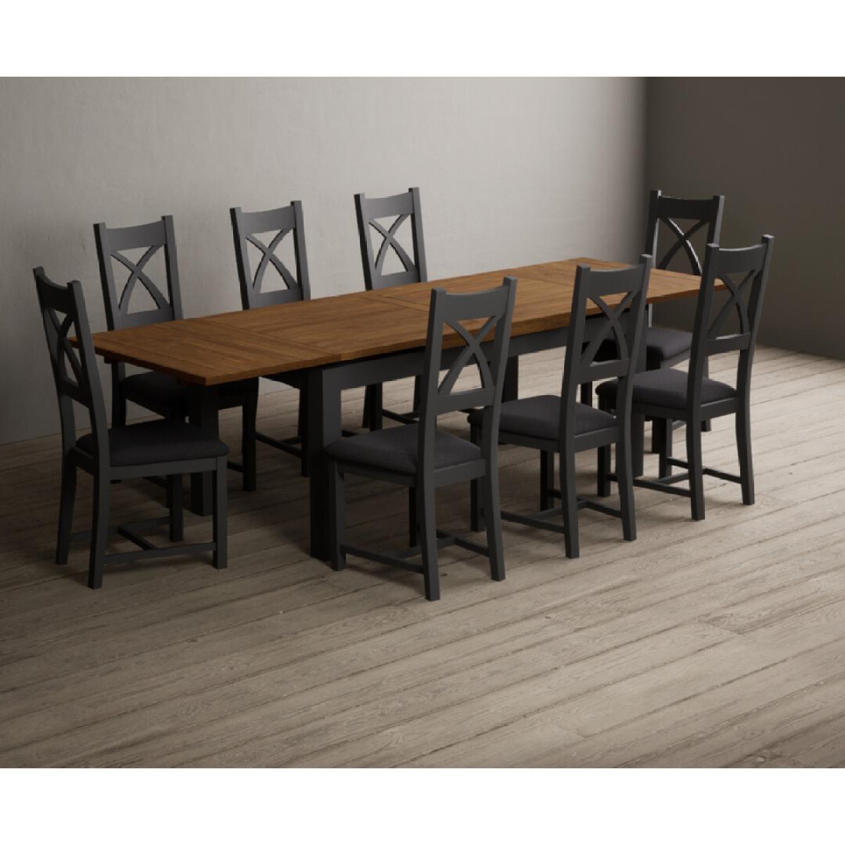 Extending Buxton 180cm Oak and Charcoal Grey Painted Dining Table with 8 Brown Painted Chairs – image 36