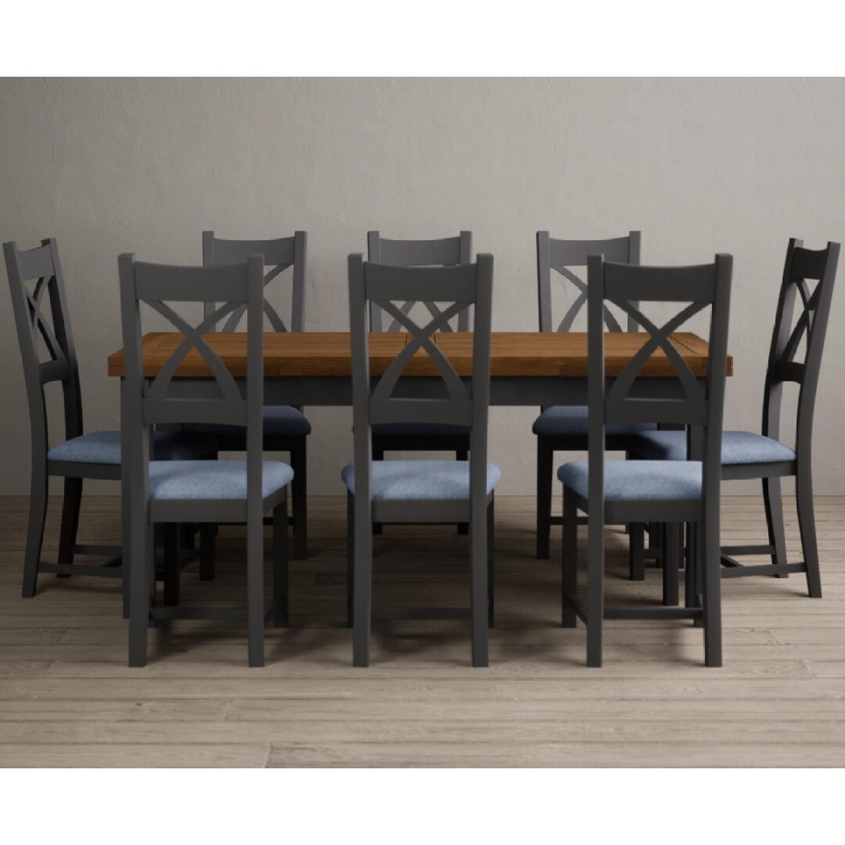 Extending Buxton 180cm Oak and Charcoal Grey Painted Dining Table with 8 Brown Painted Chairs – image 41