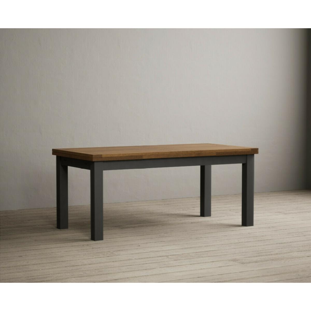 Extending Buxton 180cm Oak and Charcoal Grey Painted Dining Table with 8 Brown Painted Chairs – image 65
