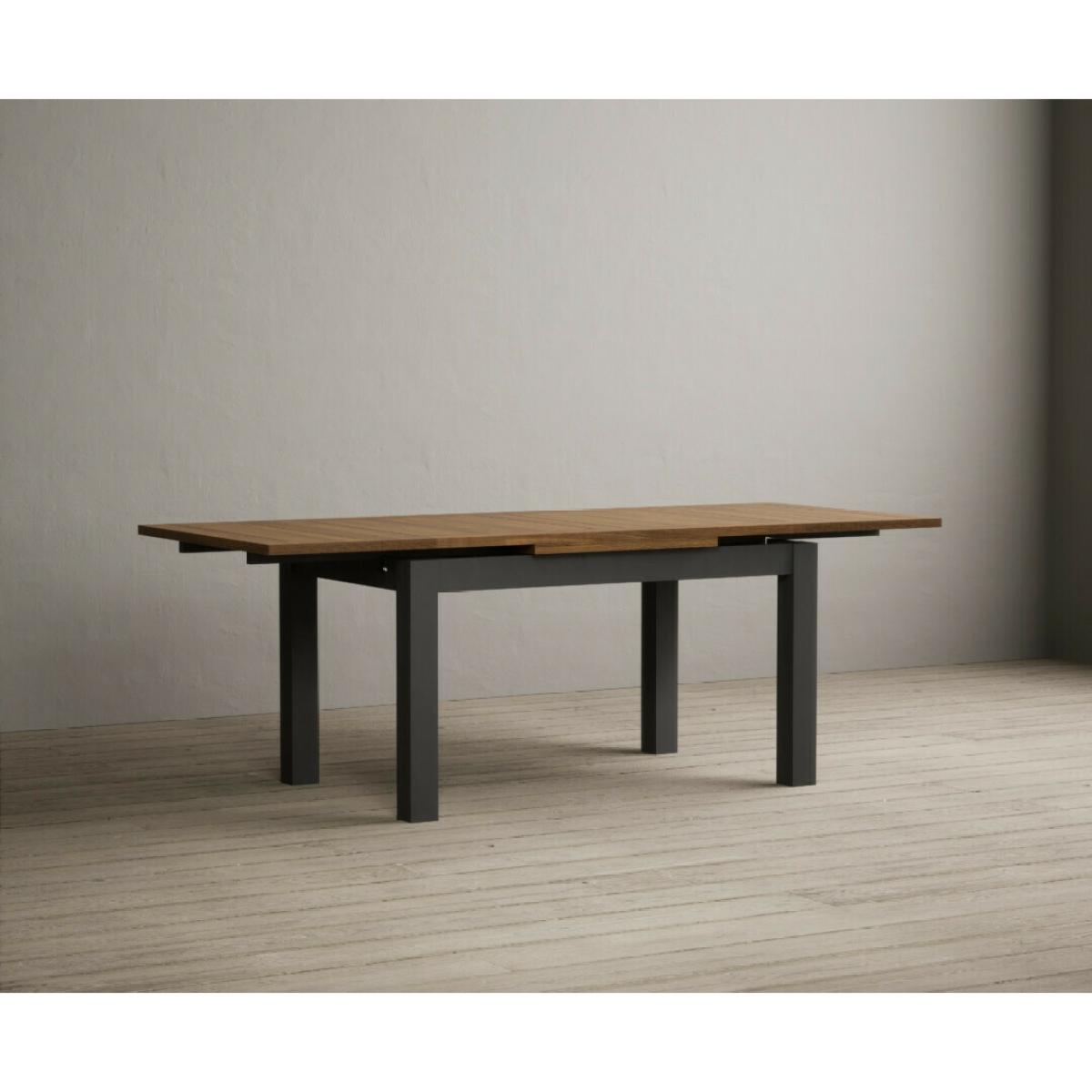 Extending Buxton 180cm Oak and Charcoal Grey Painted Dining Table with 8 Brown Painted Chairs – image 66