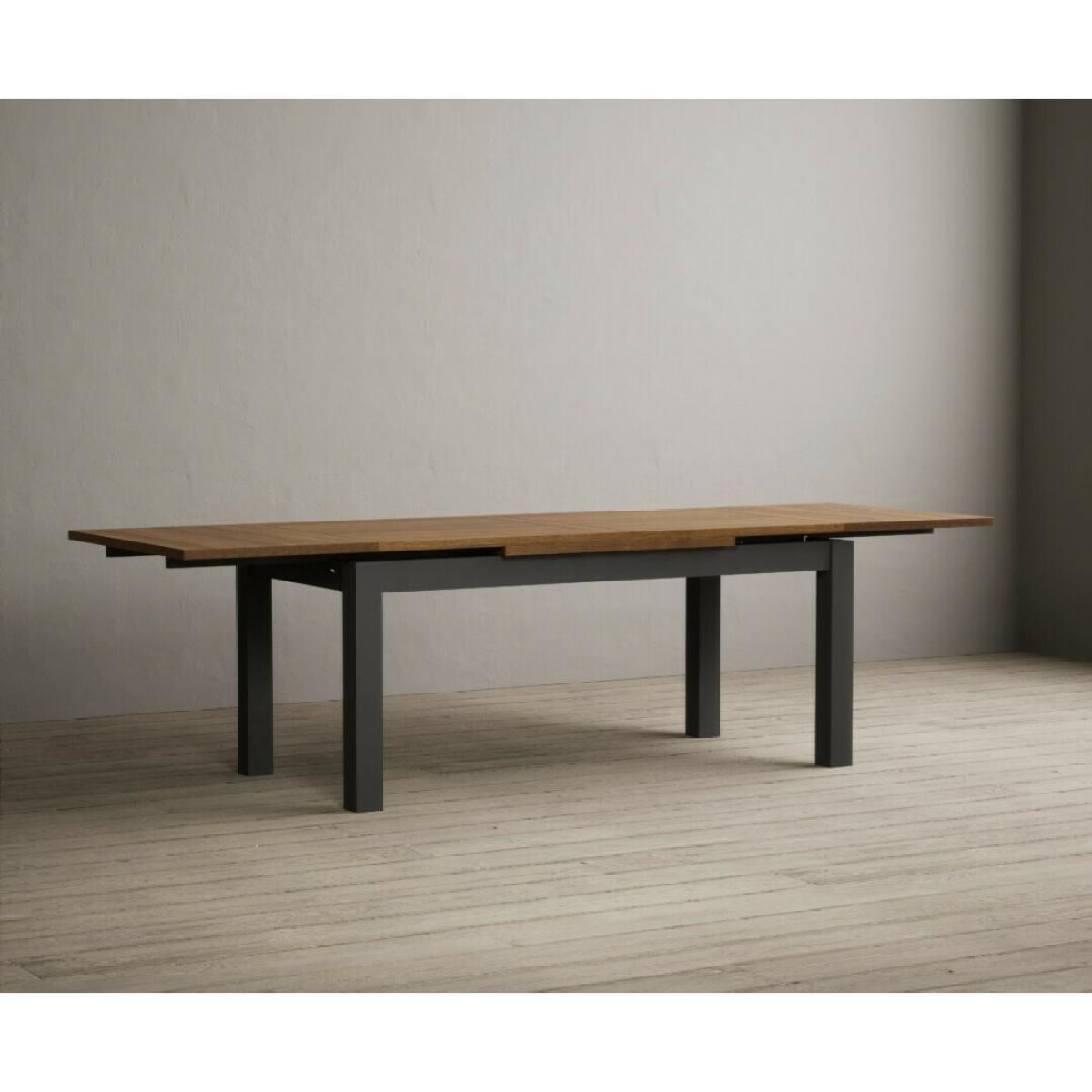 Extending Buxton 180cm Oak and Charcoal Grey Painted Dining Table with 8 Brown Painted Chairs – image 67