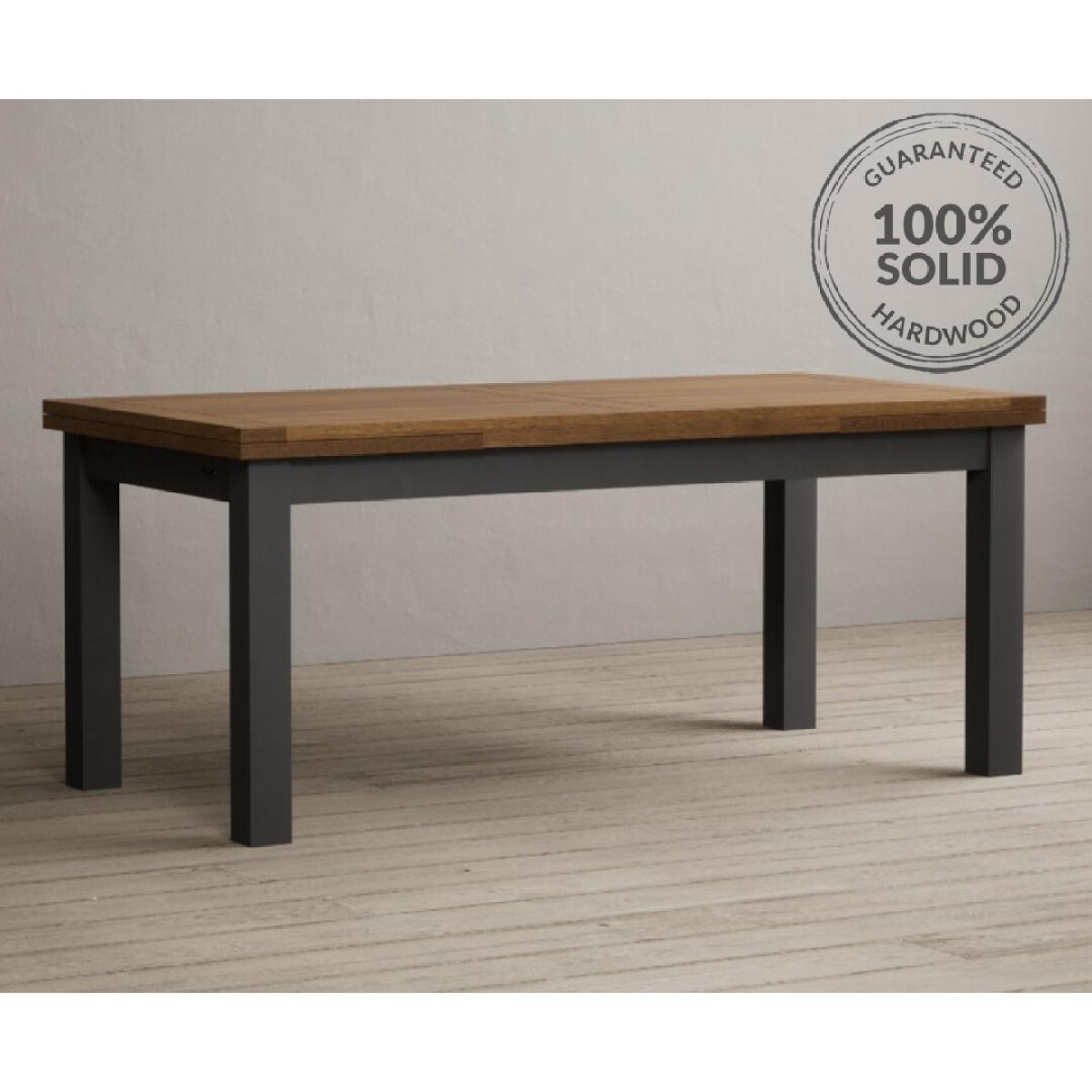 Extending Buxton 180cm Oak and Charcoal Grey Painted Dining Table with 8 Brown Painted Chairs – image 71