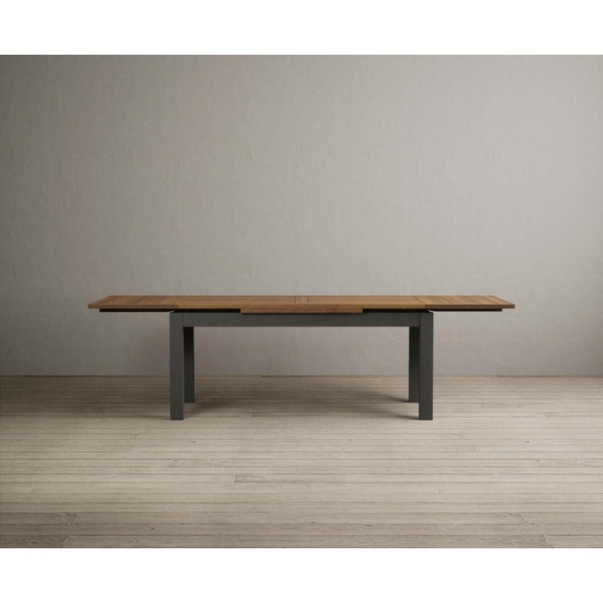 Extending Buxton 180cm Oak and Charcoal Grey Painted Dining Table with 8 Brown Painted Chairs – image 72