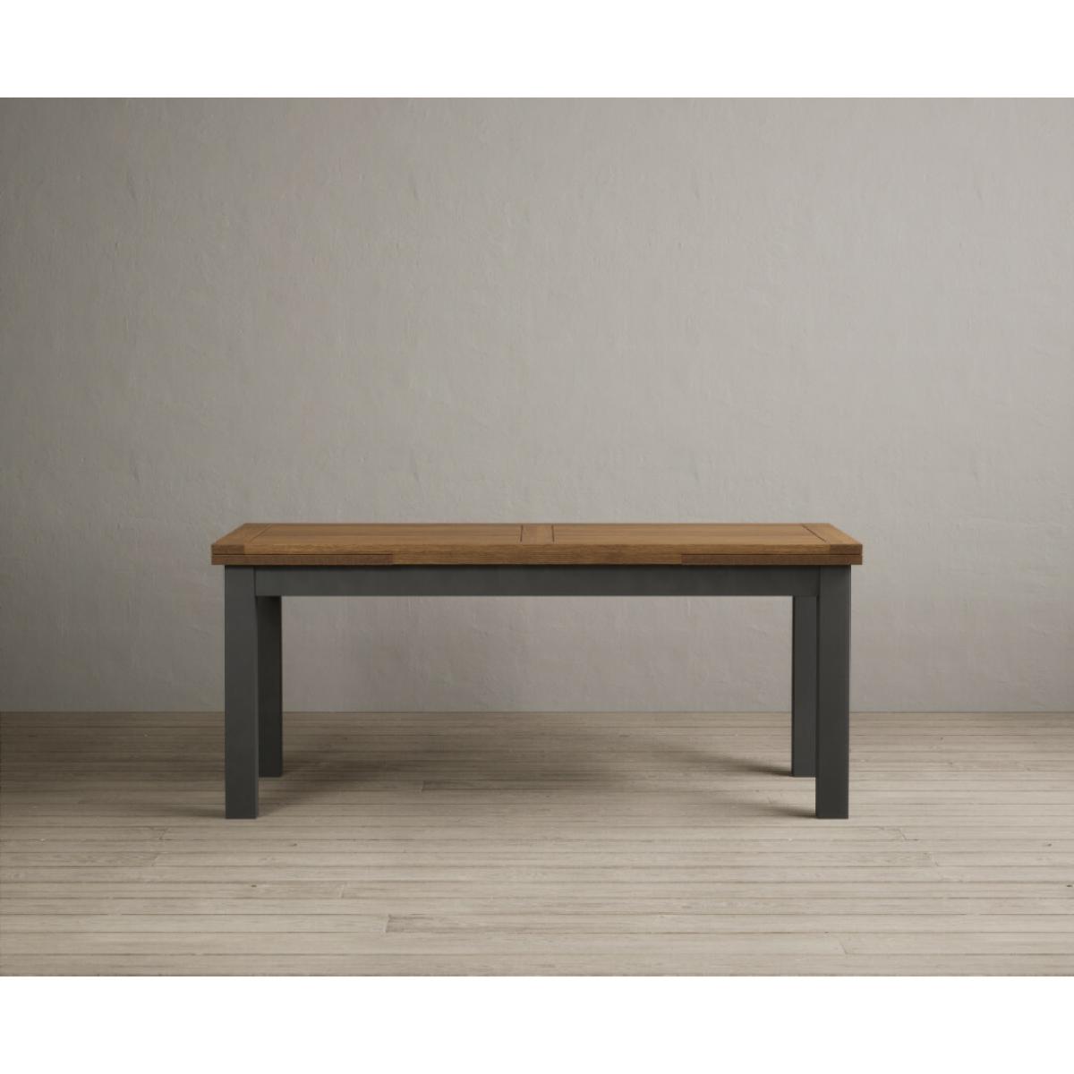 Extending Buxton 180cm Oak and Charcoal Grey Painted Dining Table with 8 Brown Painted Chairs – image 73