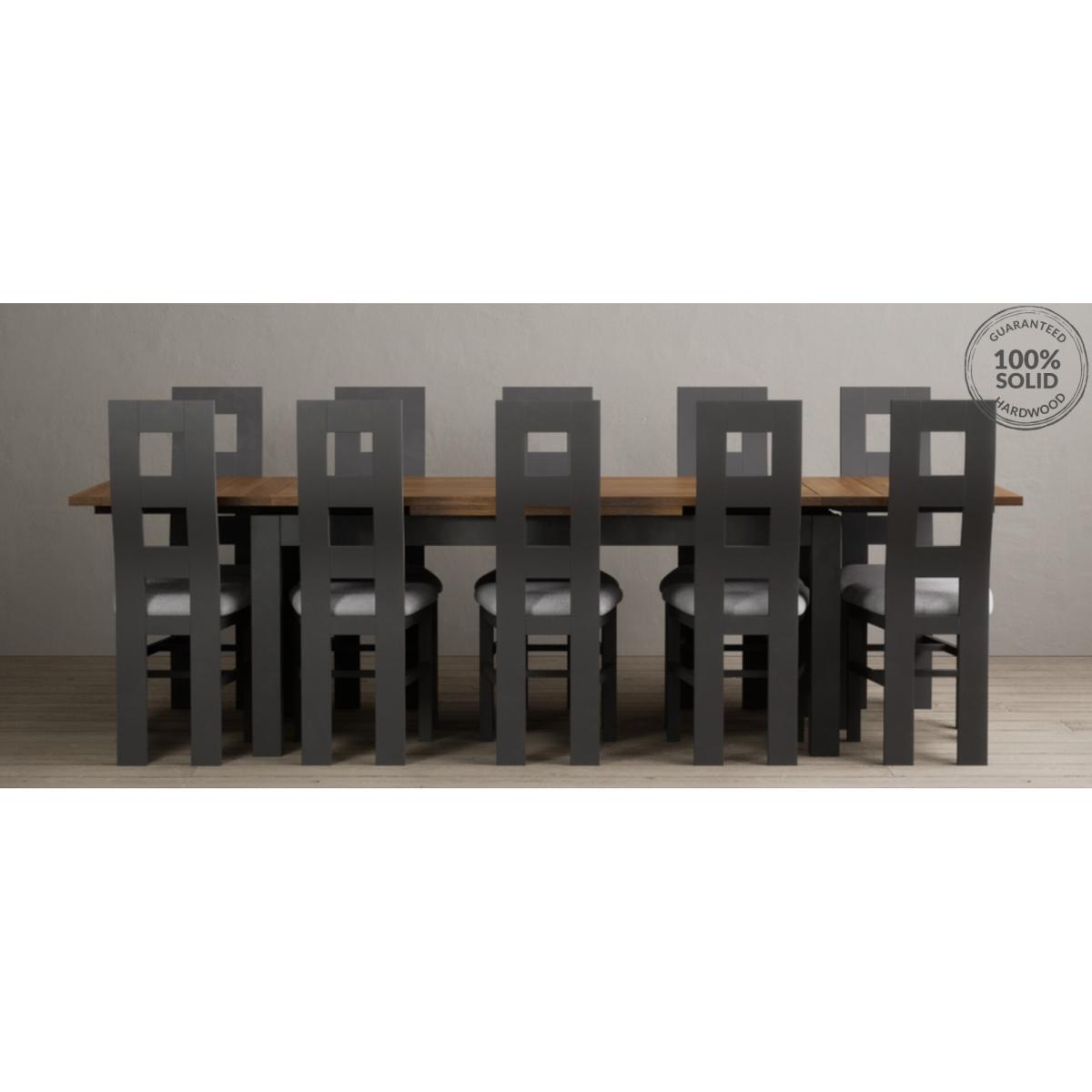 Extending Buxton 180cm Oak and Charcoal Grey Painted Dining Table with 8 Brown Painted Chairs – image 76
