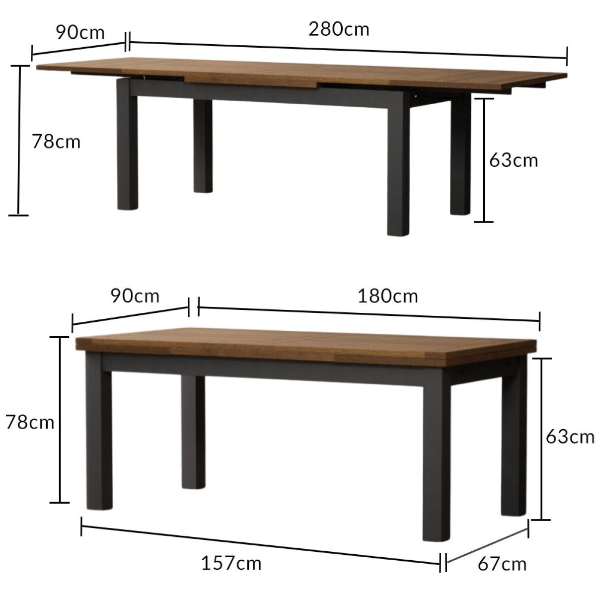 Extending Buxton 180cm Oak and Charcoal Grey Painted Dining Table with 8 Brown Painted Chairs – image 77