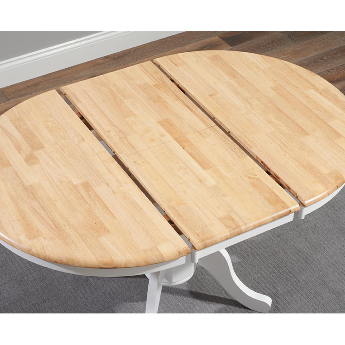 Epsom Oak and White Painted Pedestal Extending Table With 6 Grey Isabella Fabric Chairs – image 9