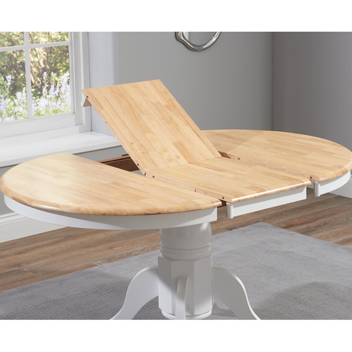 Epsom Oak and White Painted Pedestal Extending Table With 6 Grey Isabella Fabric Chairs – image 10