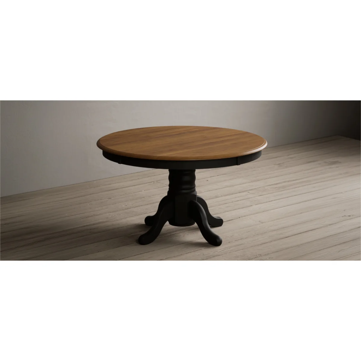 Hertford 120cm Fixed Top Oak and Black Painted Dining Table with 6 Rustic Oak Painted Chairs – image 5
