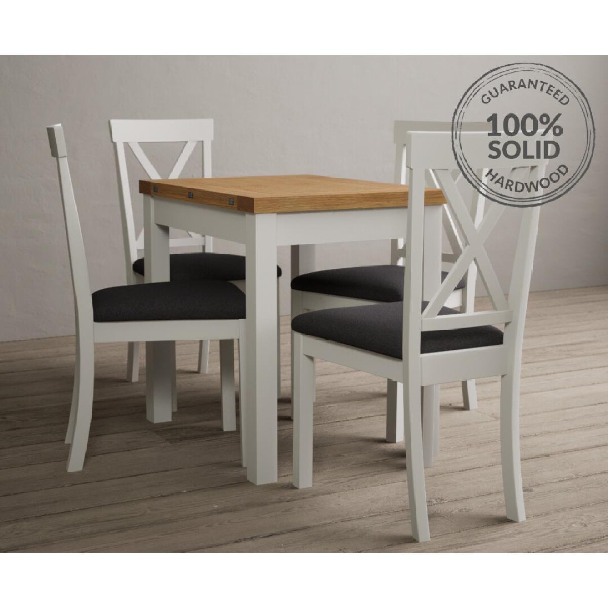 Hadleigh Oak and Cream Painted Extending Dining Table with 6 Sky Blue Hertford Chairs – image 2