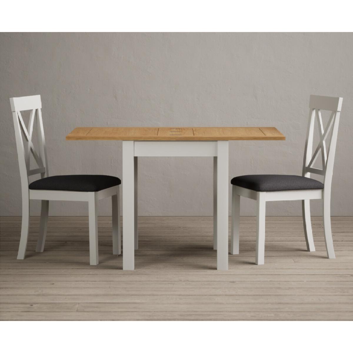 Hadleigh Oak and Cream Painted Extending Dining Table with 6 Sky Blue Hertford Chairs – image 11
