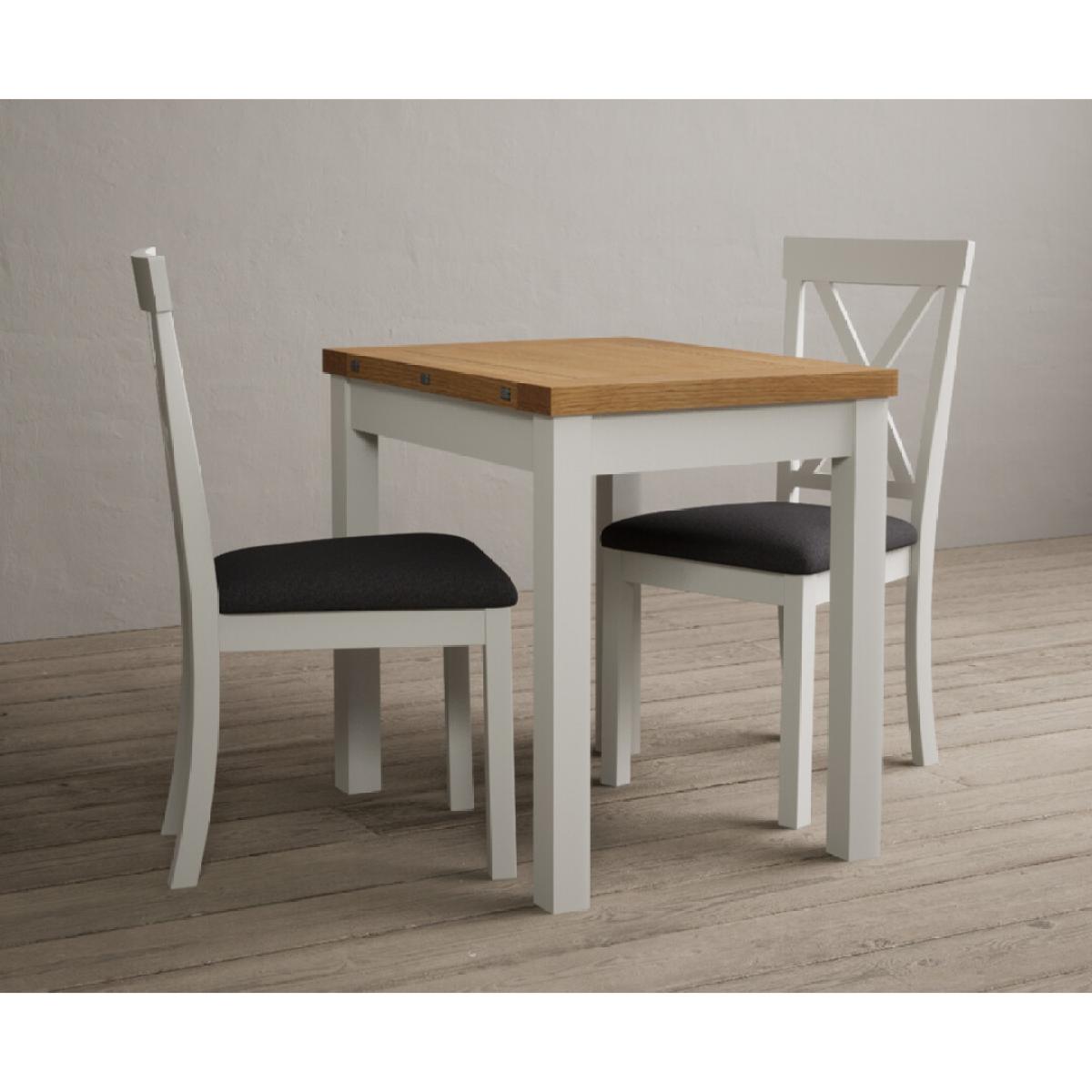 Hadleigh Oak and Cream Painted Extending Dining Table with 6 Sky Blue Hertford Chairs – image 12