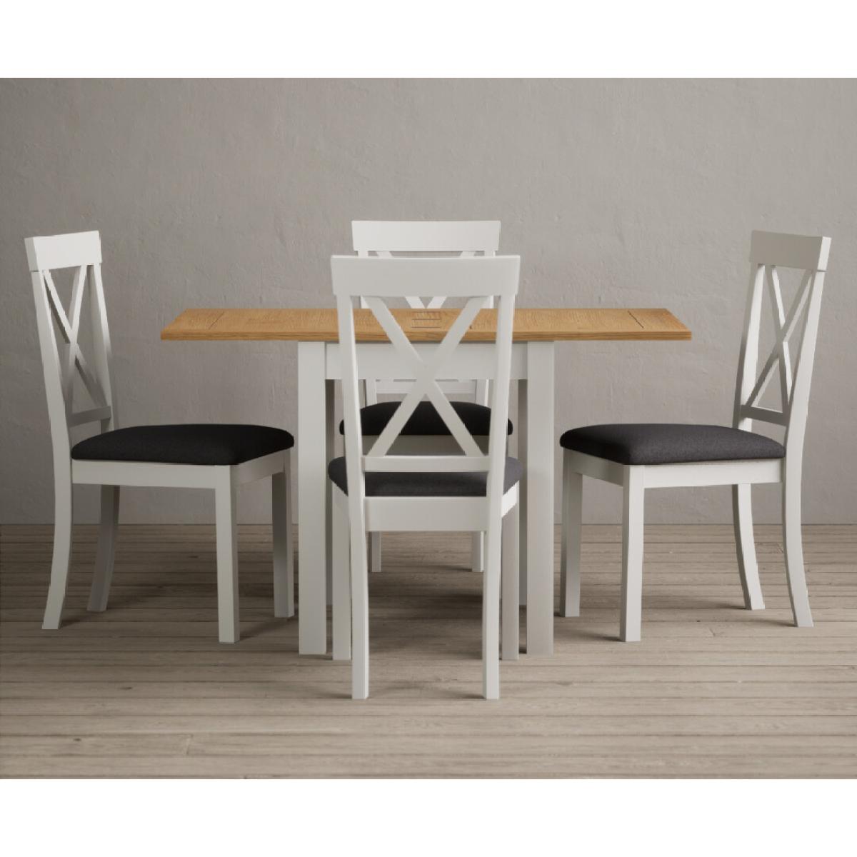 Hadleigh Oak and Cream Painted Extending Dining Table with 6 Sky Blue Hertford Chairs – image 15