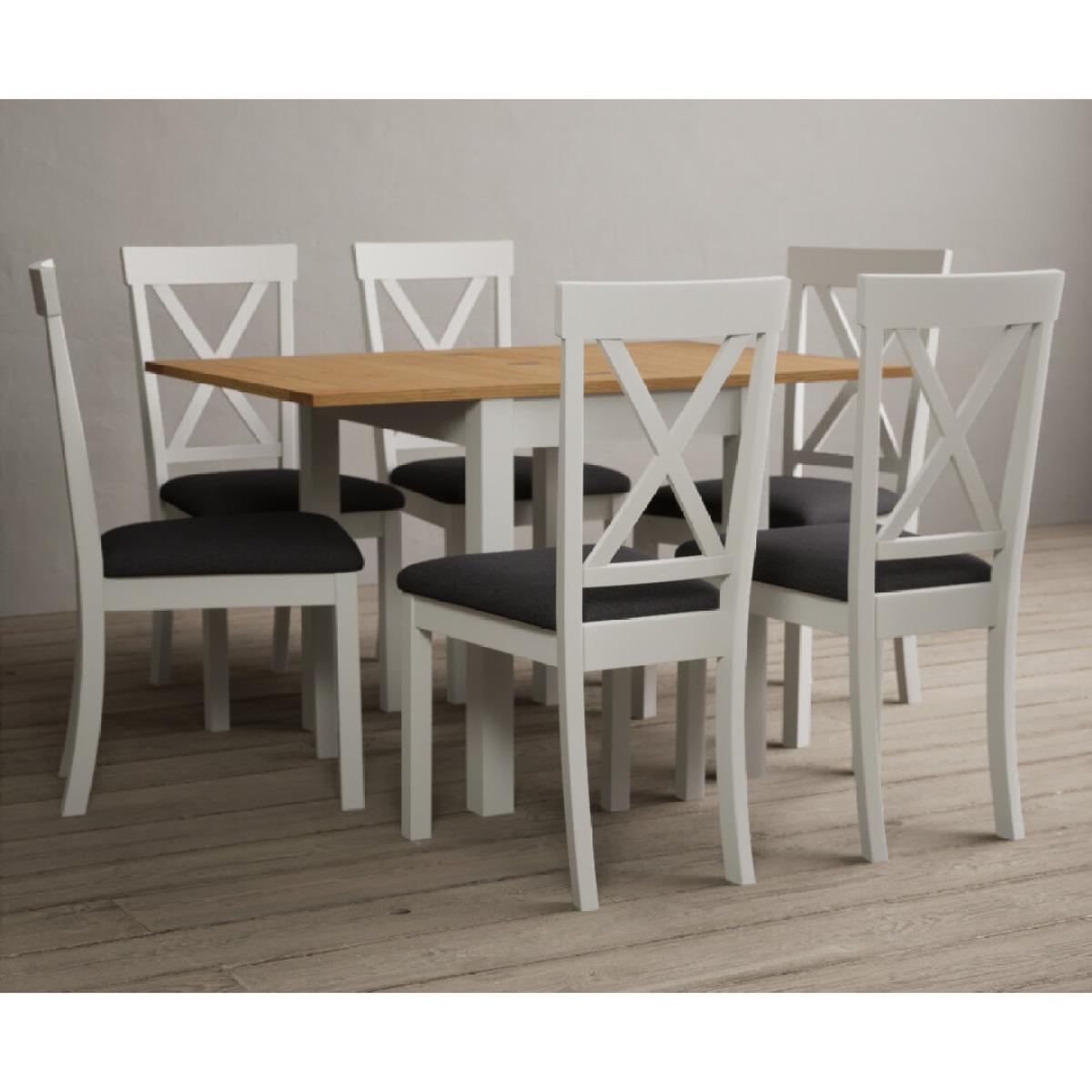 Hadleigh Oak and Cream Painted Extending Dining Table with 6 Sky Blue Hertford Chairs – image 17