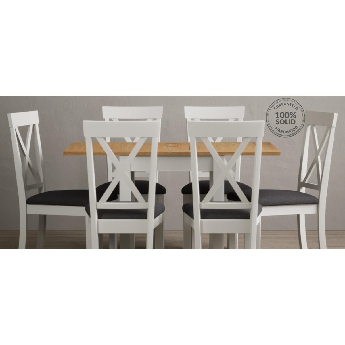 Hadleigh Oak and Cream Painted Extending Dining Table with 6 Sky Blue Hertford Chairs – image 18