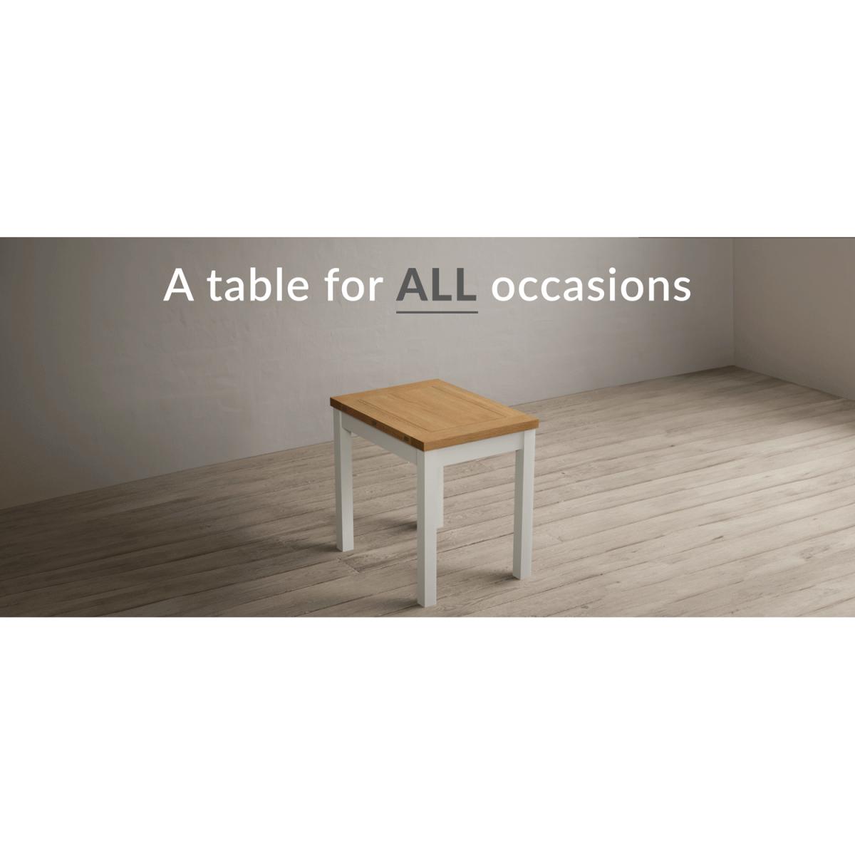 Hadleigh Oak and Cream Painted Extending Dining Table with 6 Sky Blue Hertford Chairs – image 20