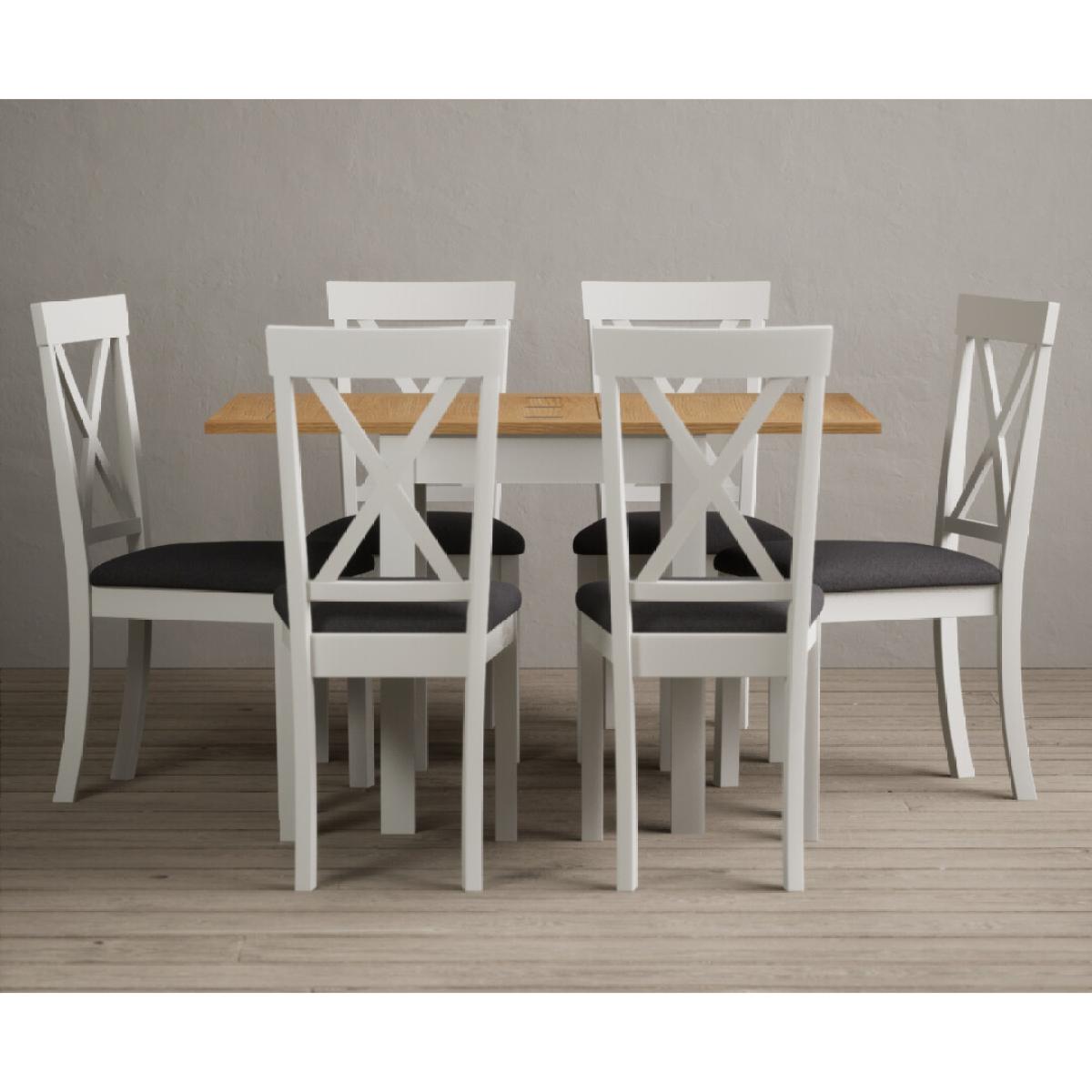 Hadleigh Oak and Cream Painted Extending Dining Table with 6 Sky Blue Hertford Chairs – image 3