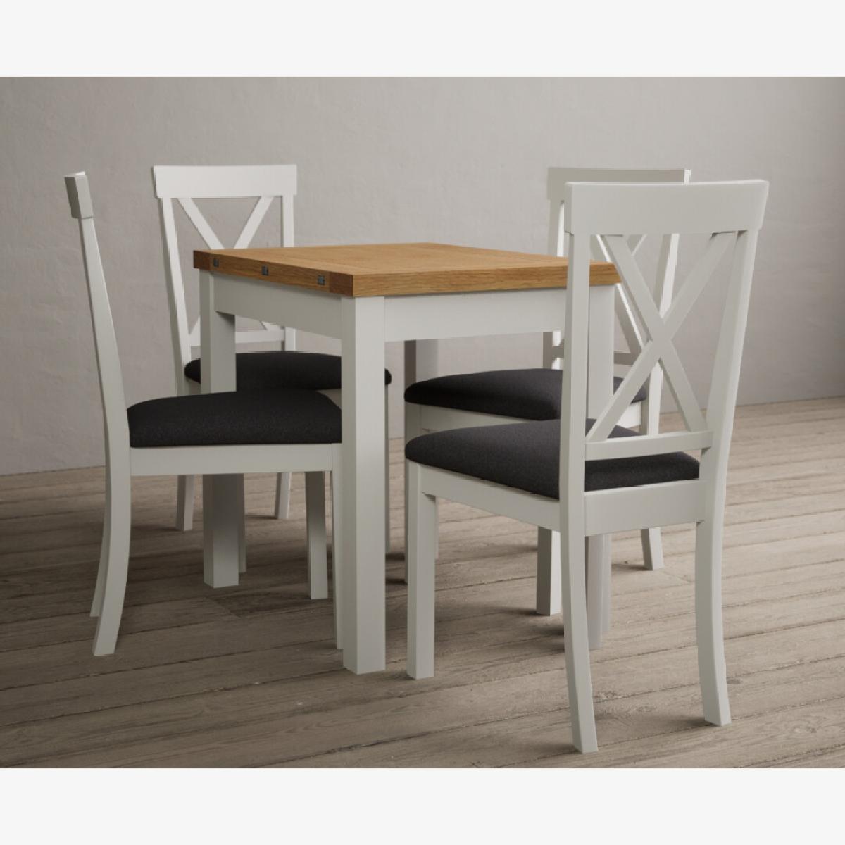 Hadleigh Oak and Cream Painted Extending Dining Table with 6 Sky Blue Hertford Chairs – image 1