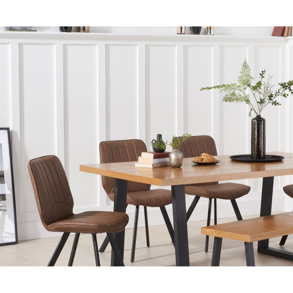 Urban 180cm Industrial Dining Table with Dexter Faux Leather Chairs and Benches – image 2