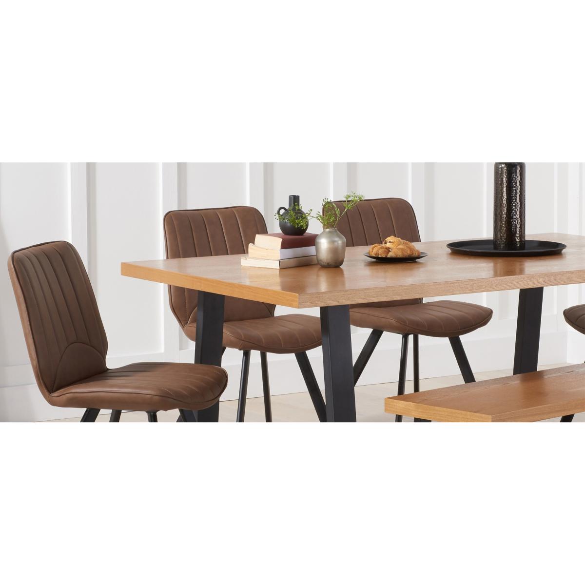 Urban 180cm Industrial Dining Table with Dexter Faux Leather Chairs and Benches – image 14