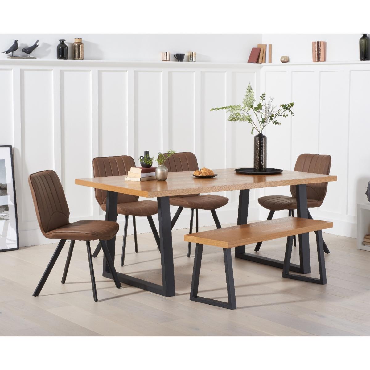 Urban 180cm Industrial Dining Table with Dexter Faux Leather Chairs and Benches – image 1