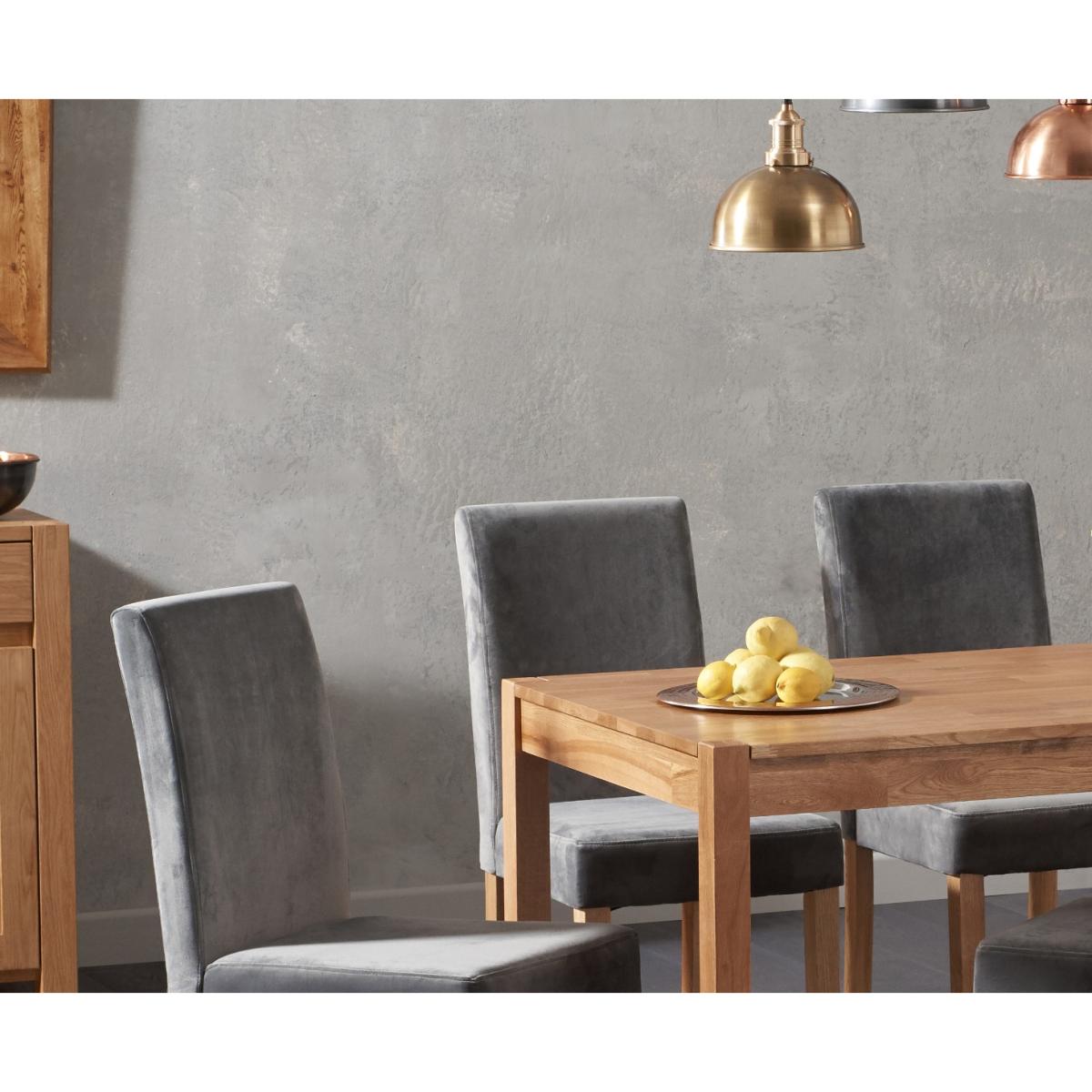 Oxford 120cm Solid Oak Dining Table With 4 Grey Lila Grey Plush Chairs – image 2