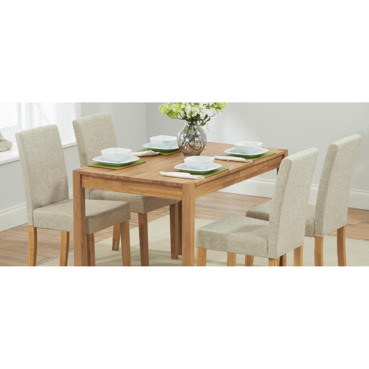 Oxford 120cm Solid Oak Dining Table With 4 Grey Lila Grey Plush Chairs – image 18