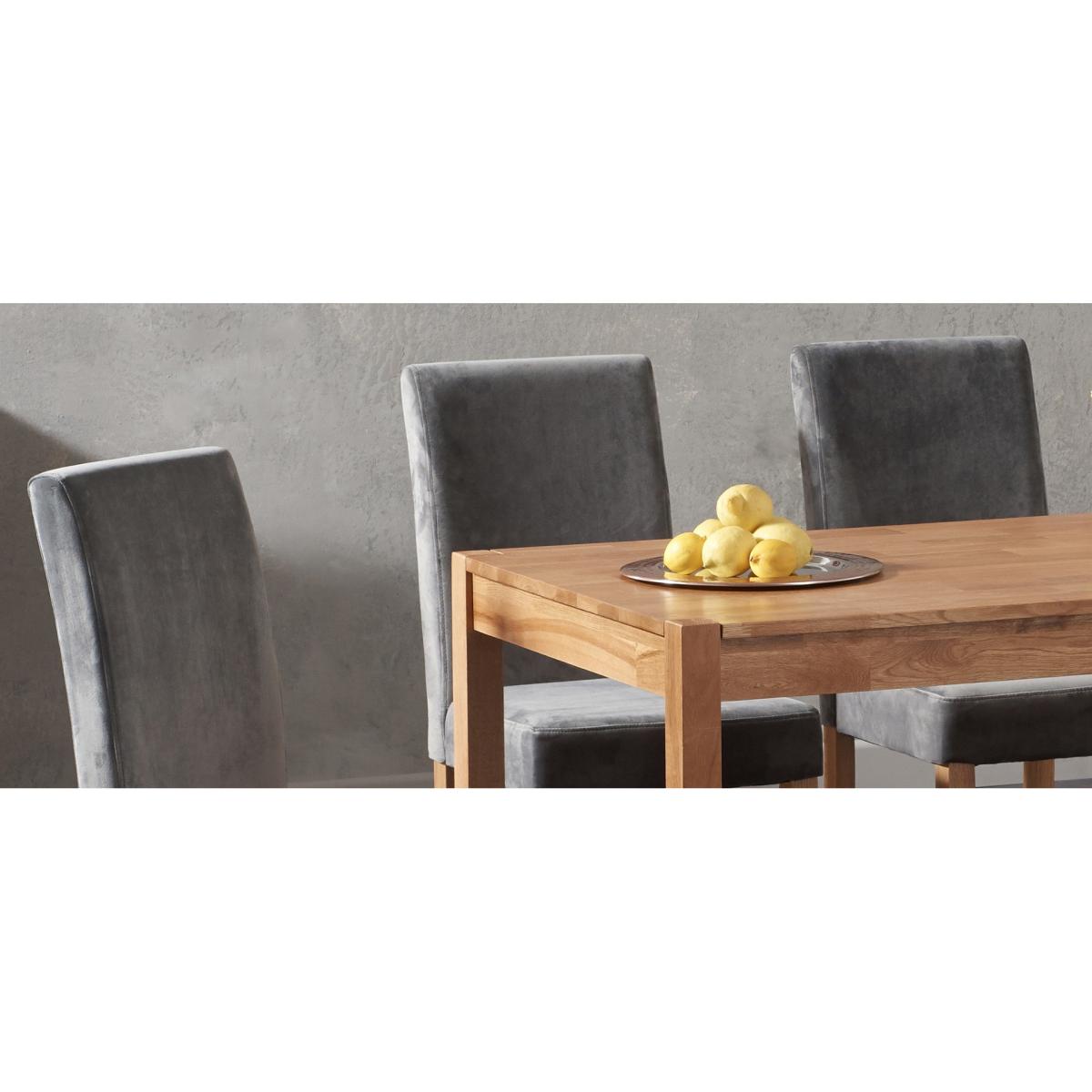 Oxford 120cm Solid Oak Dining Table With 4 Grey Lila Grey Plush Chairs – image 5