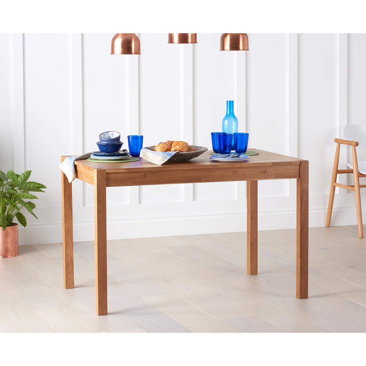 Oxford 120cm Solid Oak Dining Table With 4 Grey Lila Grey Plush Chairs – image 8