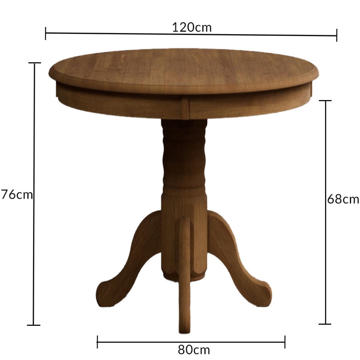 Hertford 120cm Fixed Top Rustic Oak Dining Table with 6 Linen Rustic Solid Oak Chairs – image 26